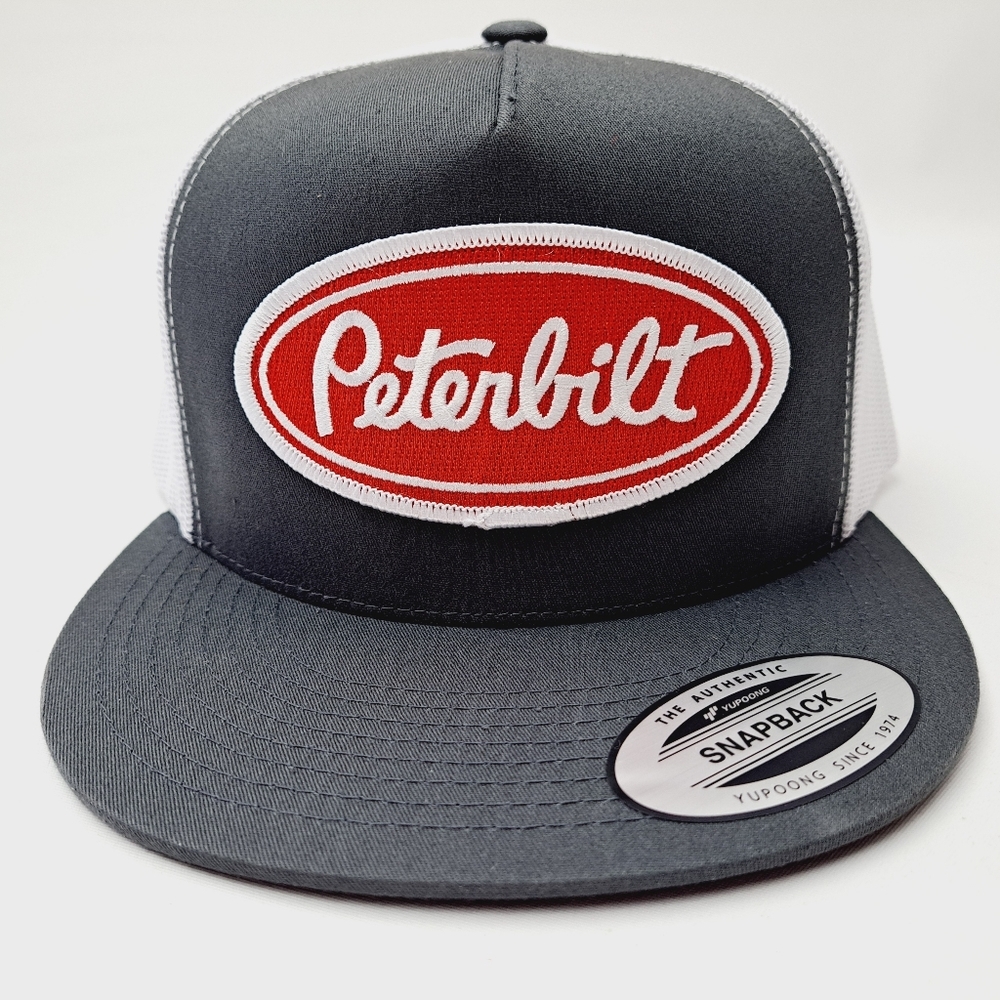 Peterbilt Embroidered Patch Flat Bill Mesh Snapback Trucker Cap Hat